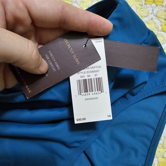 Dana Buchman Turquoise Bikini Bottom Sz 14 NWT Ocean Depths - Picture 3 of 11